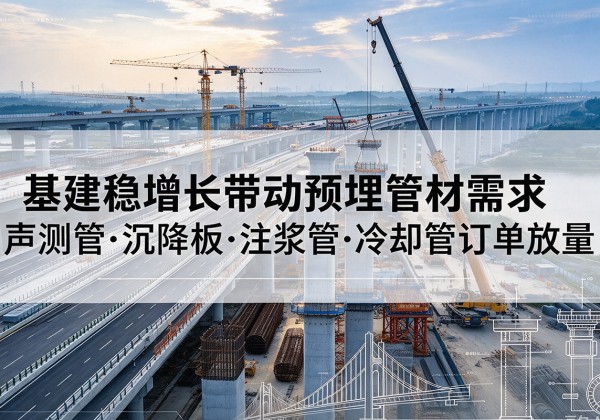 景洪基建稳增长带动预埋监测管材需求，声测管、沉降板、注浆管订单持续放量